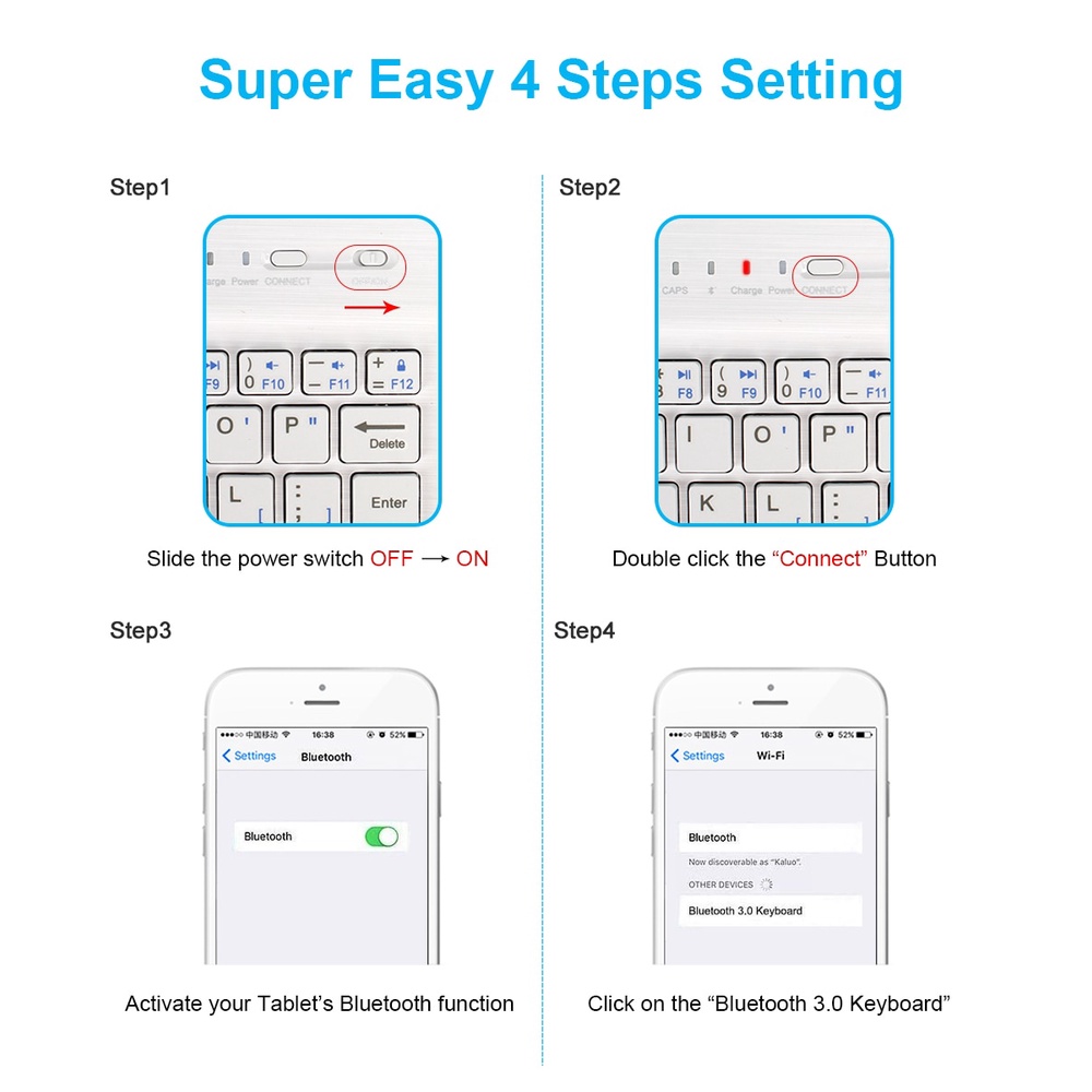 Bàn Phím Bluetooth Không Dây Mini 7in / 10in Có Thể Sạc Lại Cho Điện Thoại / Máy Tính Bảng / Windows