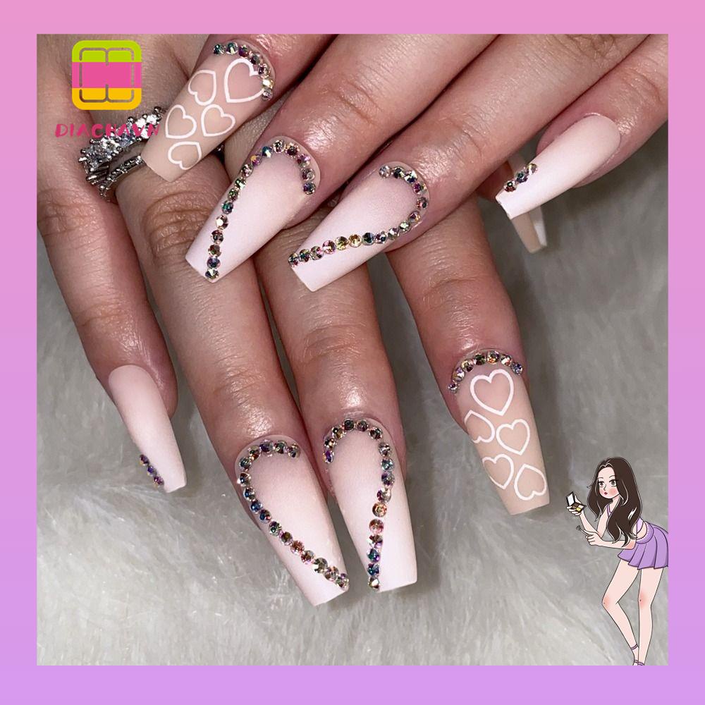 Set 24 Móng Tay Giả Dạng Nhấn DIY|Phụ Kiện Chuyên Dụng Dành Cho Múa Ba Lê