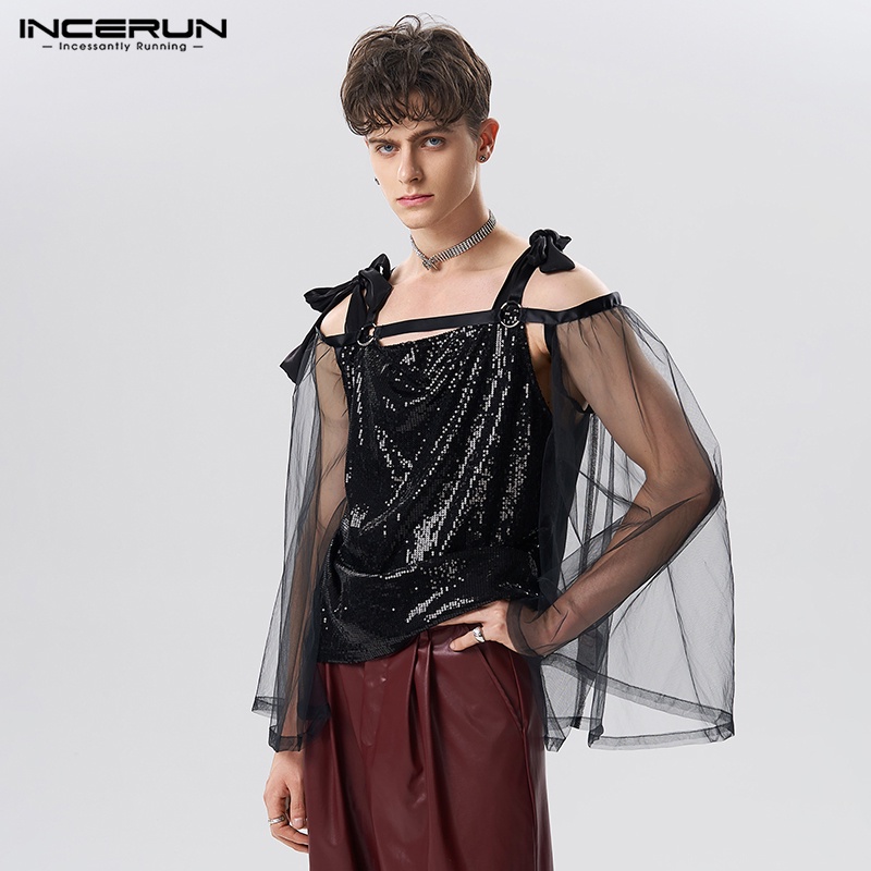 Áo INCERUN tay ngắn thiết kế khoét vai chất lượng cao