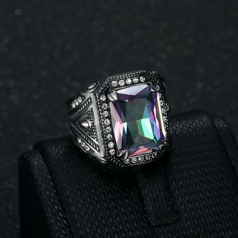 Nhẫn Đính Hôn Bằng Thép Titan Đính Đá Zircon Thời Trang Cho Nam