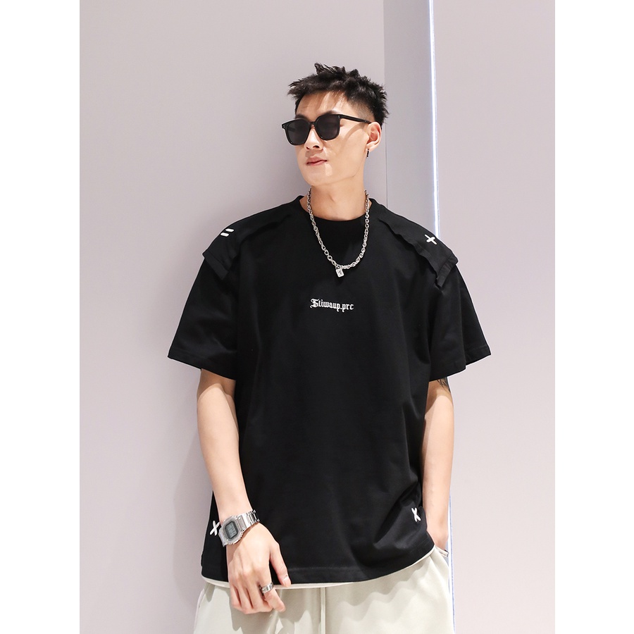 Áo Thun Tay Ngắn Dáng Rộng Chất Liệu Cotton Nặng 280g Thêu Họa Tiết Thời Trang Mùa Hè Cho Nam