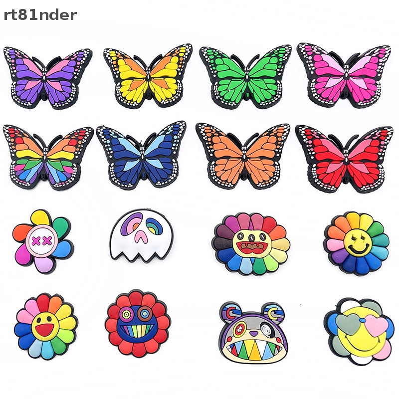 Rt Set 3 Phụ Kiện Trang Trí Giày Dép DIY Hình Bướm / Hoa Hướng Dương / Croc Có Thể Tháo Rời