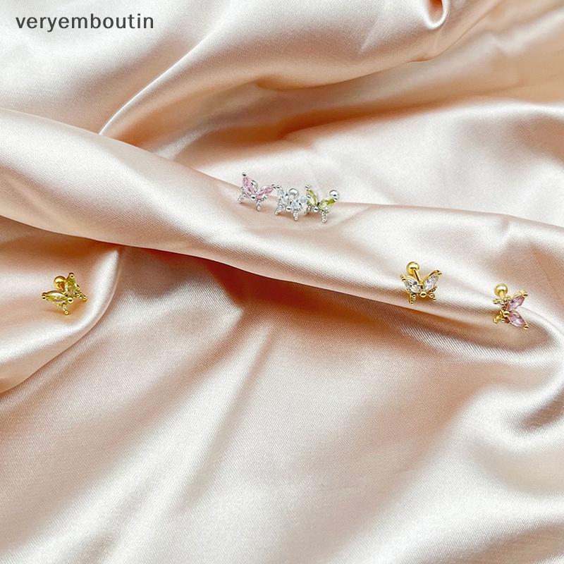 1 Khuyên Tai Hình Bướm Dạng Xoắn Ốc Đính Đá Zircon