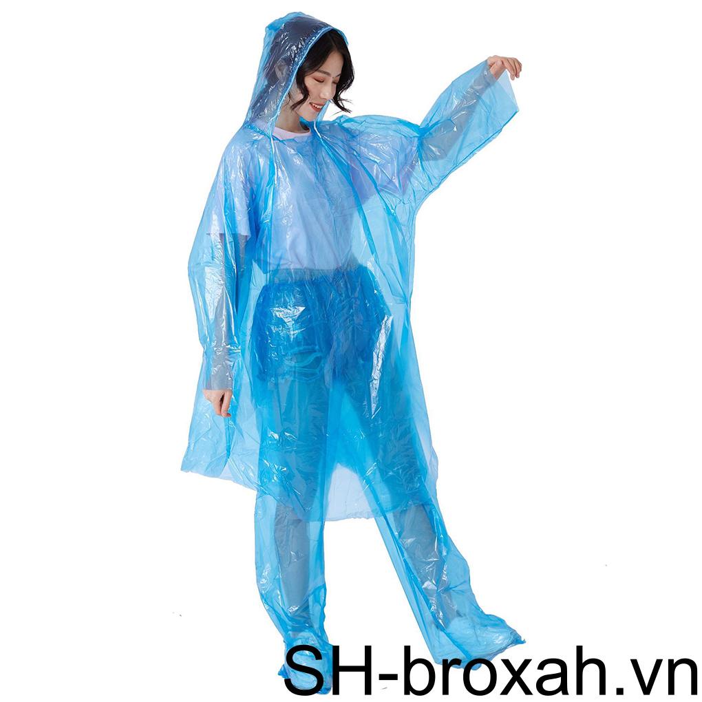 Áo Mưa Đơn Bằng PE Có Mũ Trùm Chống Nước Màu Sắc Ngẫu Nhiên