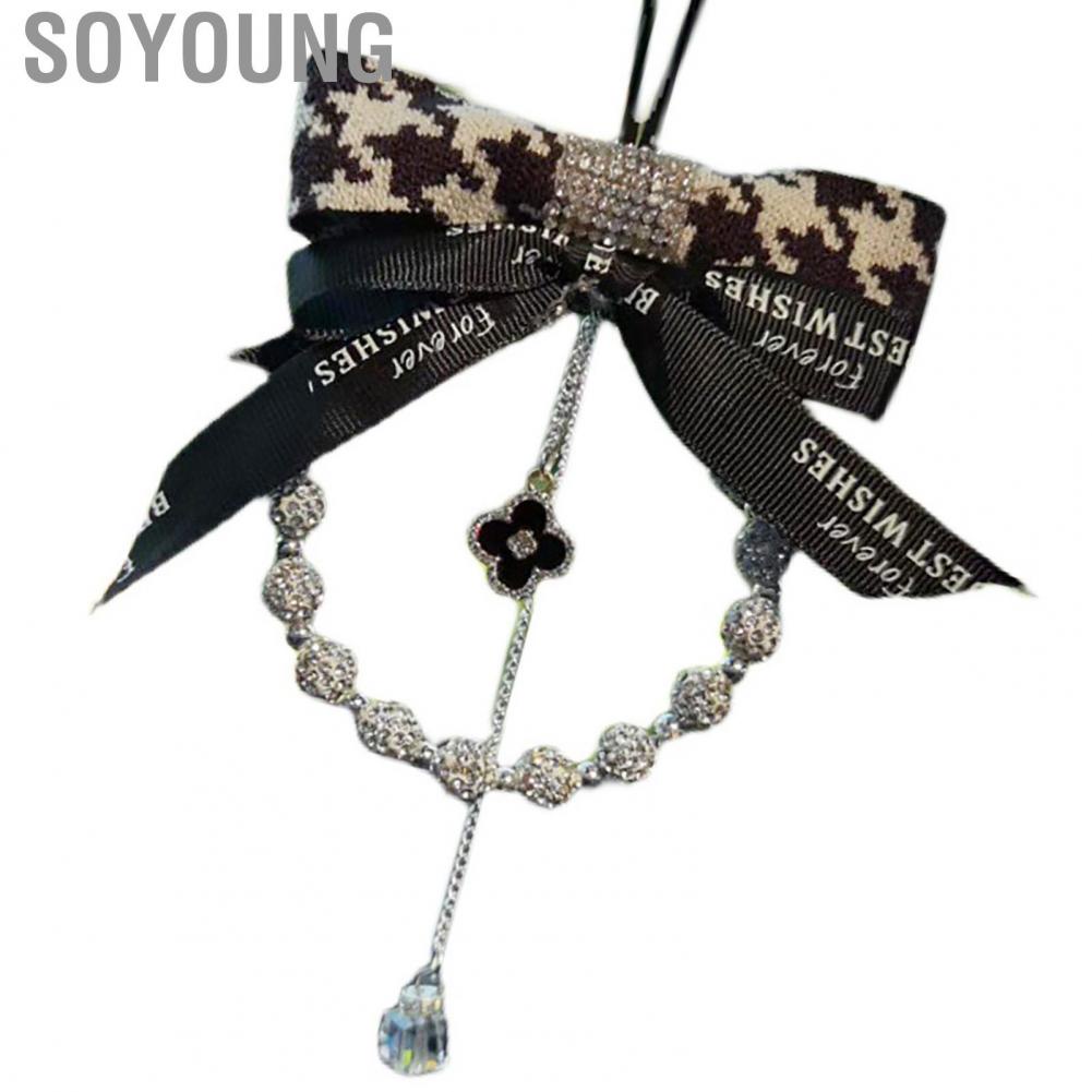 Soyoung Rear View Mirror Ornament  Bowknot Car Rearview Charm Portable Exquisite for Decor