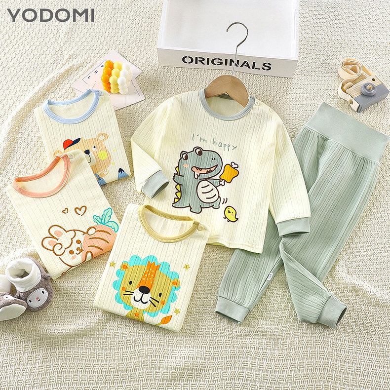 Bộ Đồ Ngủ Lưng Cao Bằng Cotton Nguyên Chất Bảo Vệ Bụng Cho Bé Trai Và Bé Gái 2838
