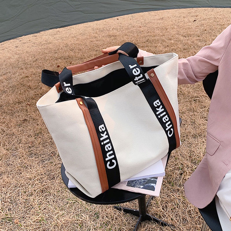 MISCHA Túi Tote Đeo Vai Bằng Vải canvas Sức Chứa Lớn Đơn Giản Nghệ Thuật Cho Nữ