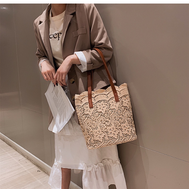 MISCHA Túi Xách Nữ Vải Ren Thời Trang Hàn Quốc Xinh Xắn