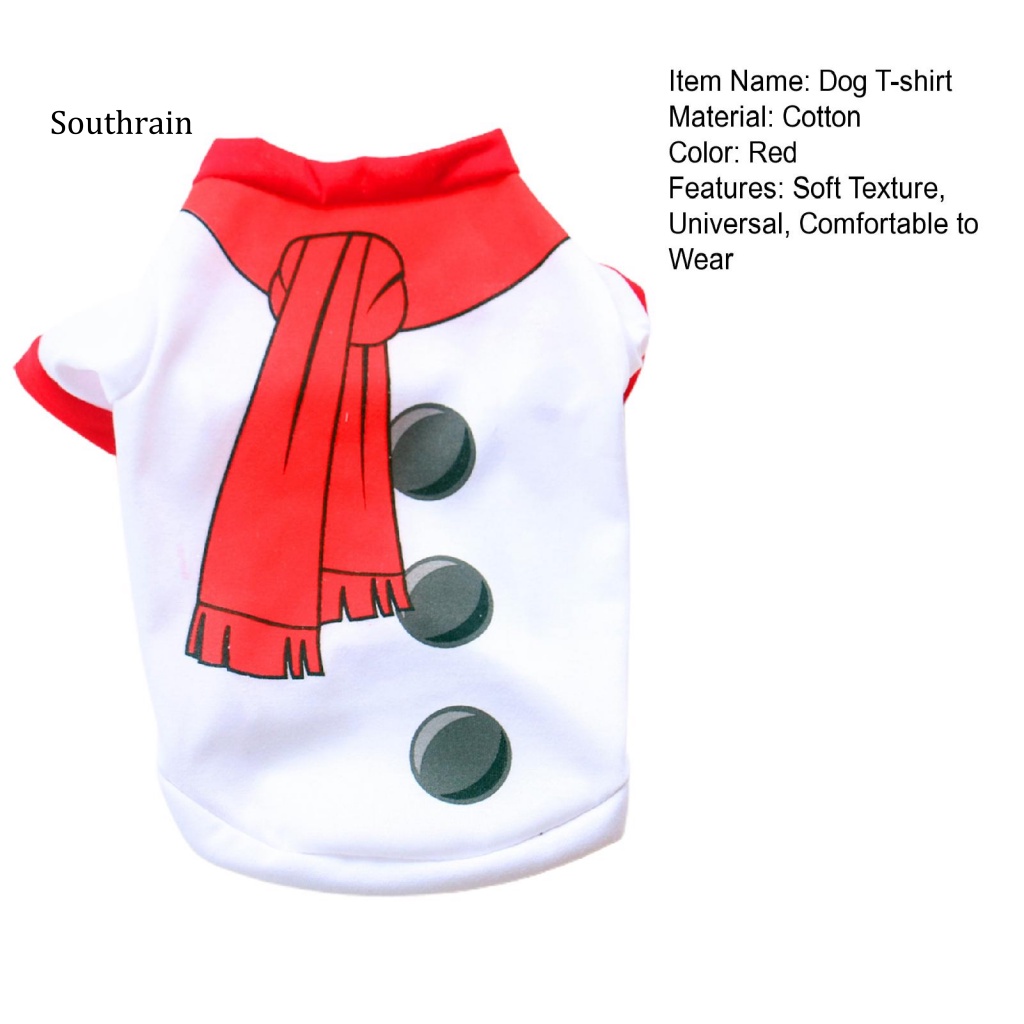 Sou Áo Sweater Cotton Mềm Bắt Mắt Hình Người Tuyết Giáng Sinh Thoải Mái Mặc Vào Mùa Đông Cho Cún Cưng
