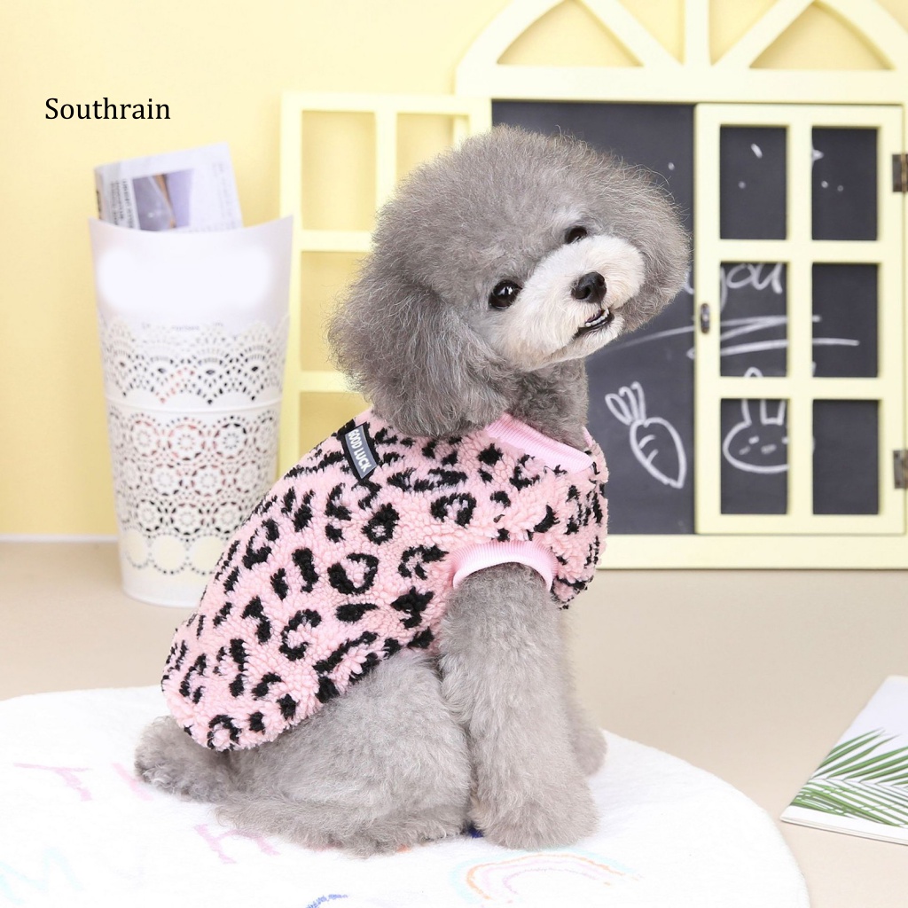 Áo Khoác Vải Polyester Mềm Giữ Ấm In Họa Tiết Da Báo Quyến Rũ Thoải Mái Cho Cún Cưng