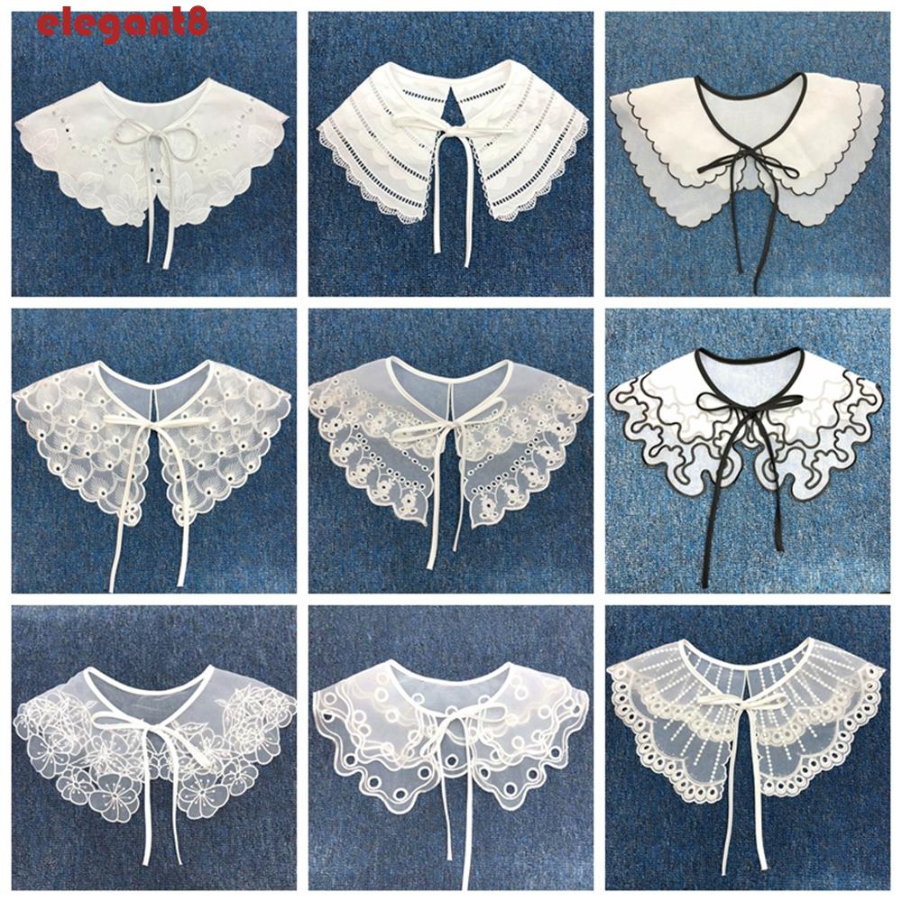 Cổ Áo Giả Bằng Cotton Thiết Kế Đục Lỗ Tinh Tế Thời Trang Cho Nữ