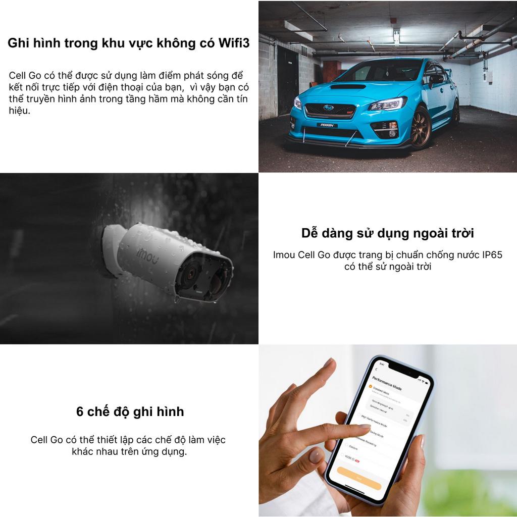Camera wifi dùng pin Imou Cell Go IPC-B32P-V2 nhỏ gọn màu ban đêm chân đến nam châm dễ lắp đặt -Bảo Hành Chính Hãng 2N