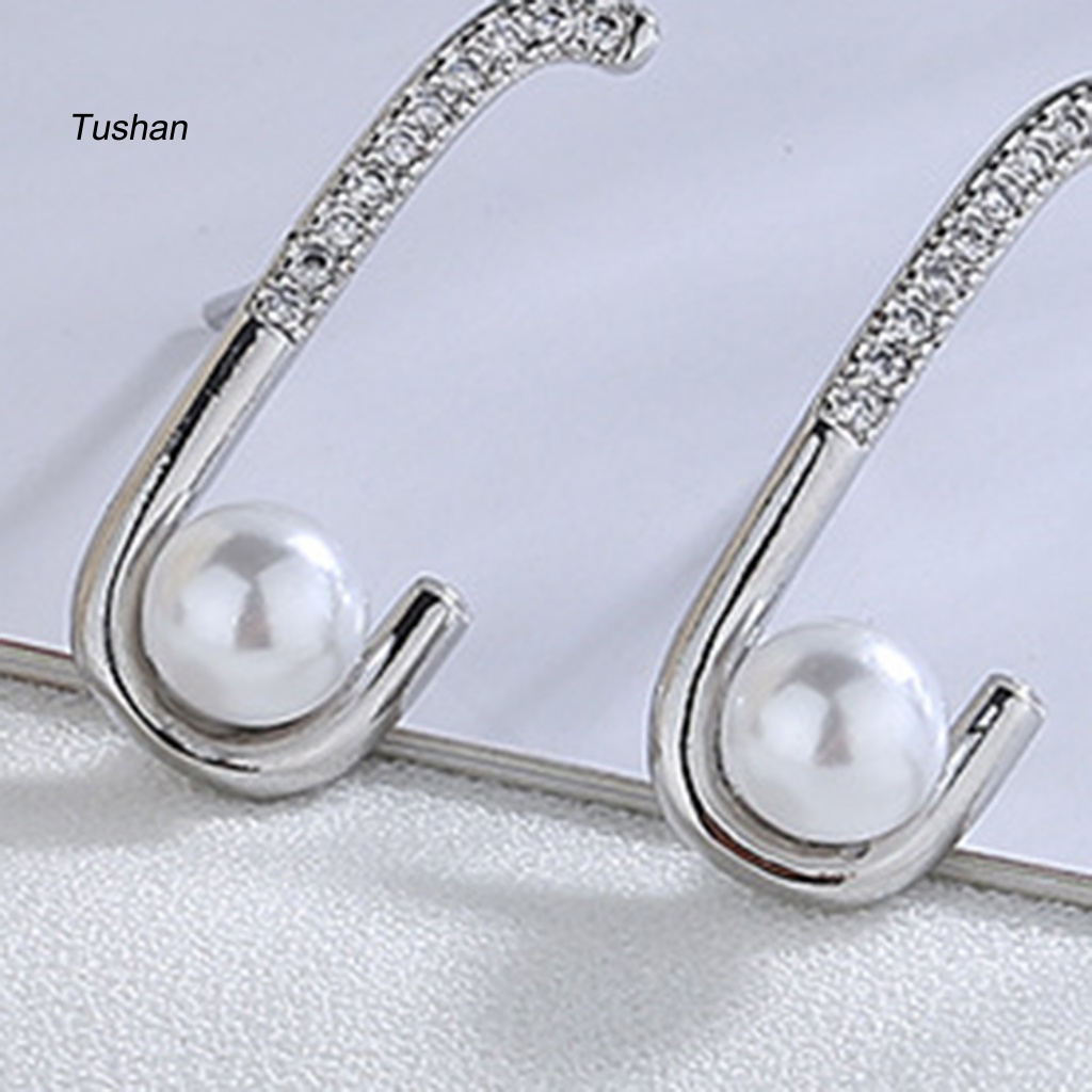 1 Khuyên Tai Ngọc Trai Giả Đính Đá Thời Trang