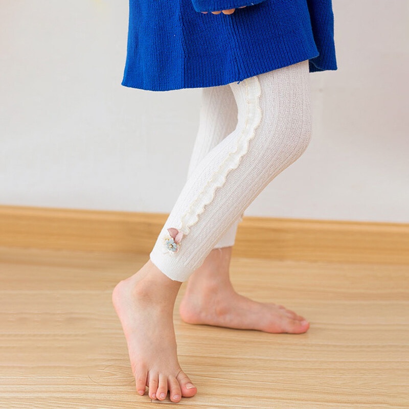 Quần Tất Dệt Kim Co Giãn Thoáng Khí Màu Sắc Đơn Giản Thời Trang Xuân Thu Cho Bé Gái