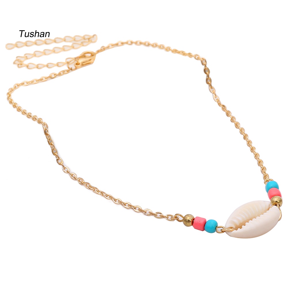 Vòng Cổ Choker Phối Hạt Hình Vỏ Sò Phong Cách Bohemian Thời Trang