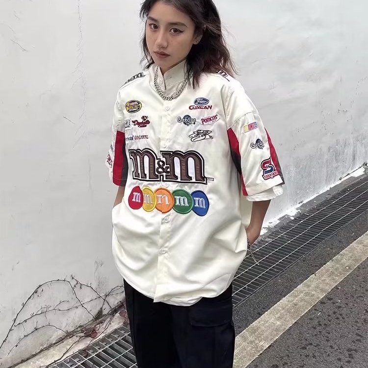 Áo Thun polo Tay Ngắn Thêu Họa Tiết Phong Cách Hip Hop Thời Trang Mùa Hè Cho Nữ