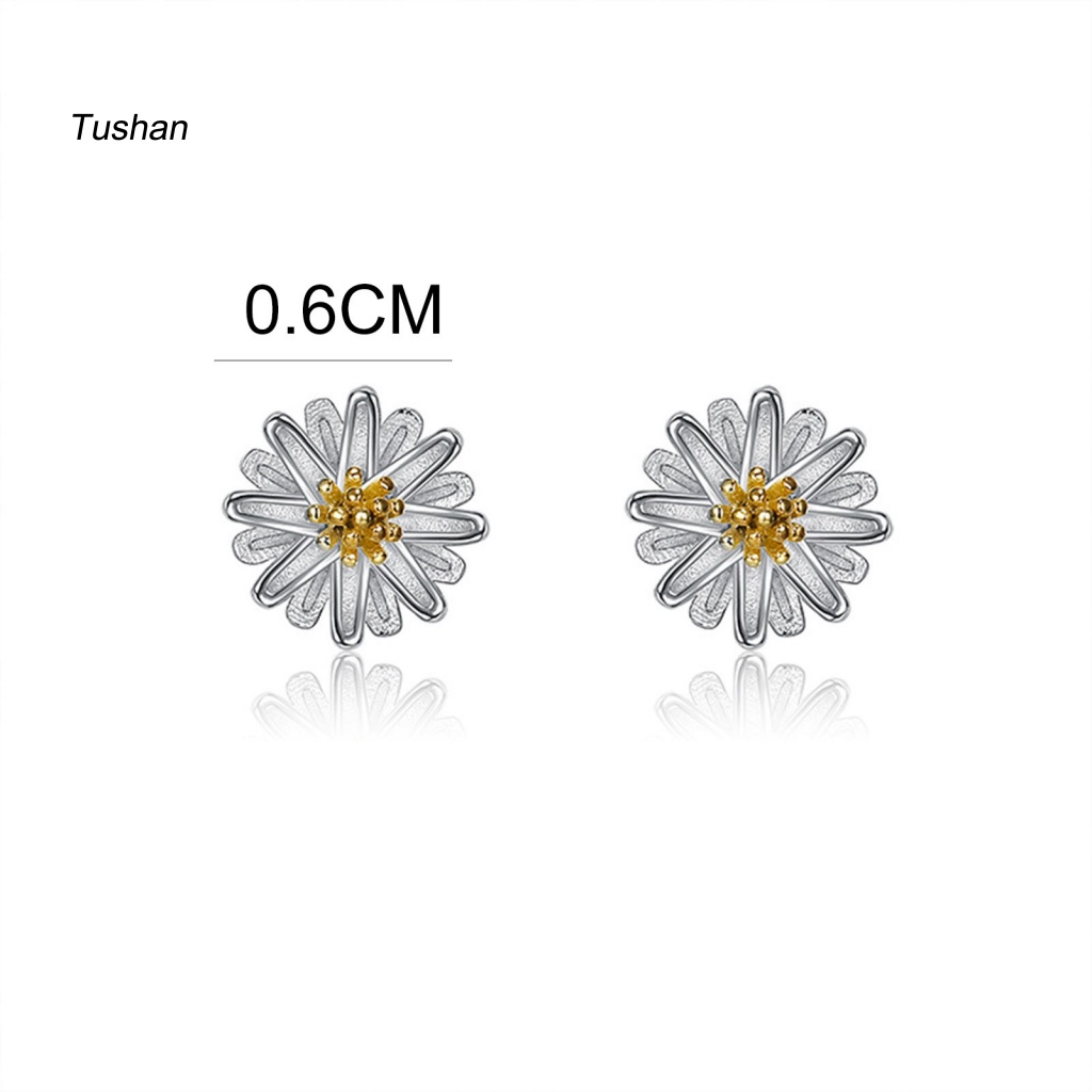 1 Đôi Bông Tai Mạ Bạc 925 Hình Hoa Đính Đá Sang Trọng