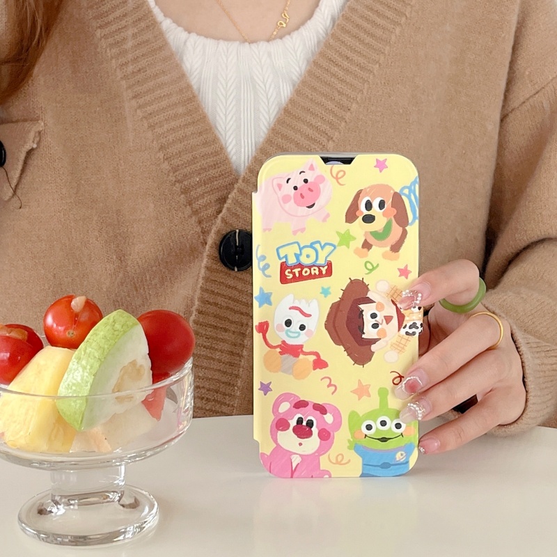 Ốp Điện Thoại Nắp Lật Mặt Gương Hoạt Hình Cho iPhone 14 13 12 11 Pro Max 14 Plus