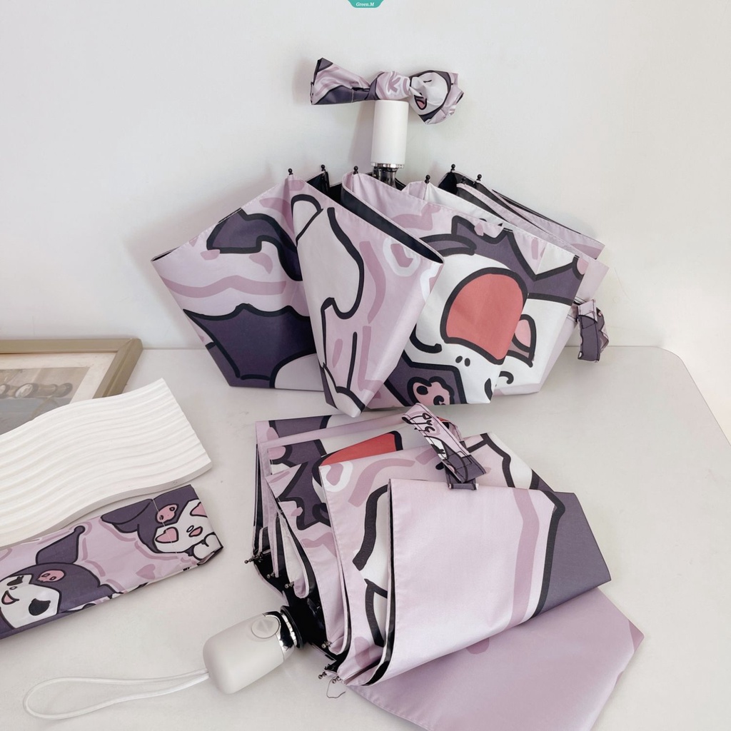Sanrio Kuromi Dù Gấp Gọn Che Nắng Mưa Sử Dụng Kép Màu Tím Dễ Thương