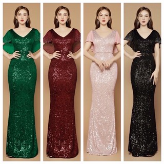 [ĐƯỢC KIỂM TRA HÀNG] Đầm dạ hội kim sa thun tay choàng cao cấp - Yêu Shop 85