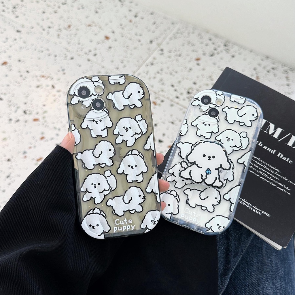 Ốp Điện Thoại Tpu Dẻo Trong Suốt Họa Tiết Chú Cún Đơn Giản Chống Rơi Cho iPhone 14 Plus 13 12 11 Pro Max