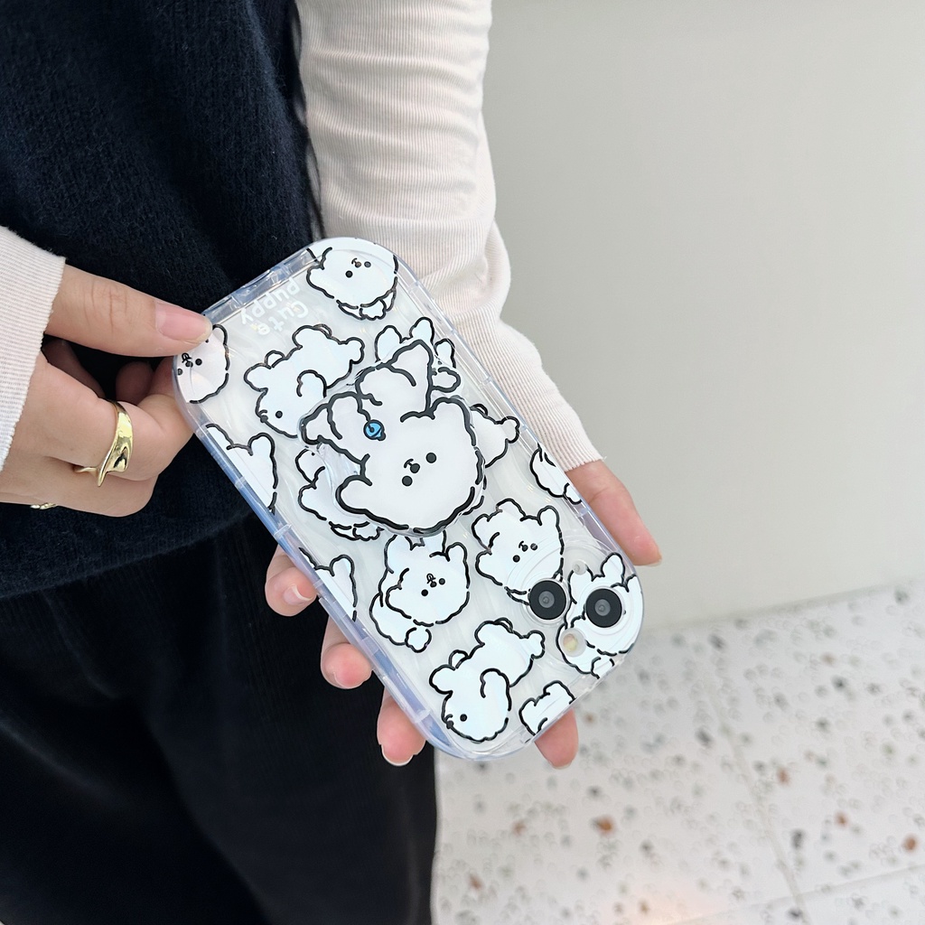 Ốp Điện Thoại Tpu Dẻo Trong Suốt Họa Tiết Chú Cún Đơn Giản Chống Rơi Cho iPhone 14 Plus 13 12 11 Pro Max