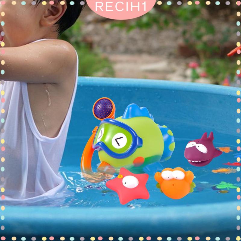 Bộ 4 Món Đồ Chơi Nhà Tắm Hình Cá Vui Nhộn Cho Bé