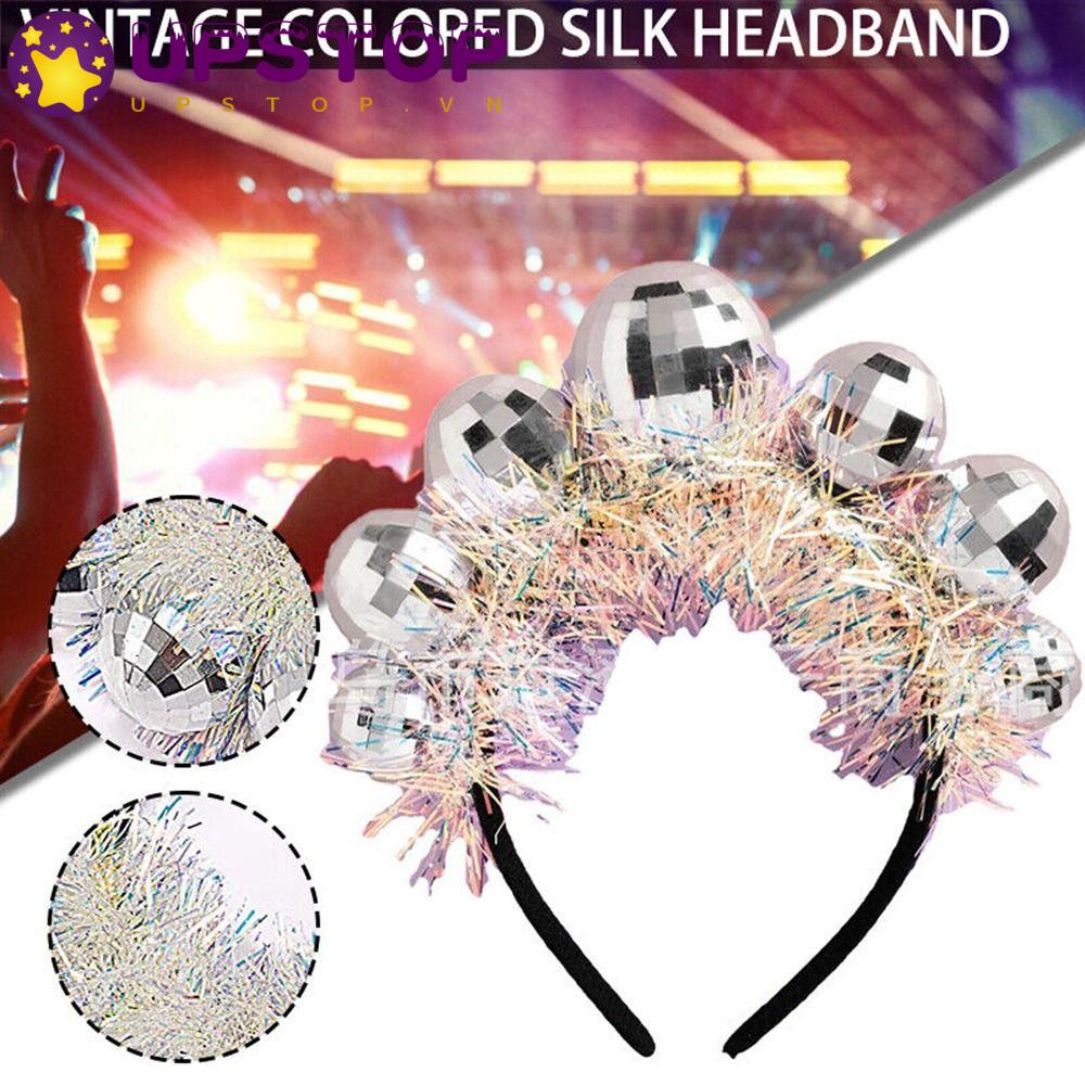Upstopvn Băng Đô Cài Tóc Hình Quả Bóng Disco Lấp Lánh Cổ Điển