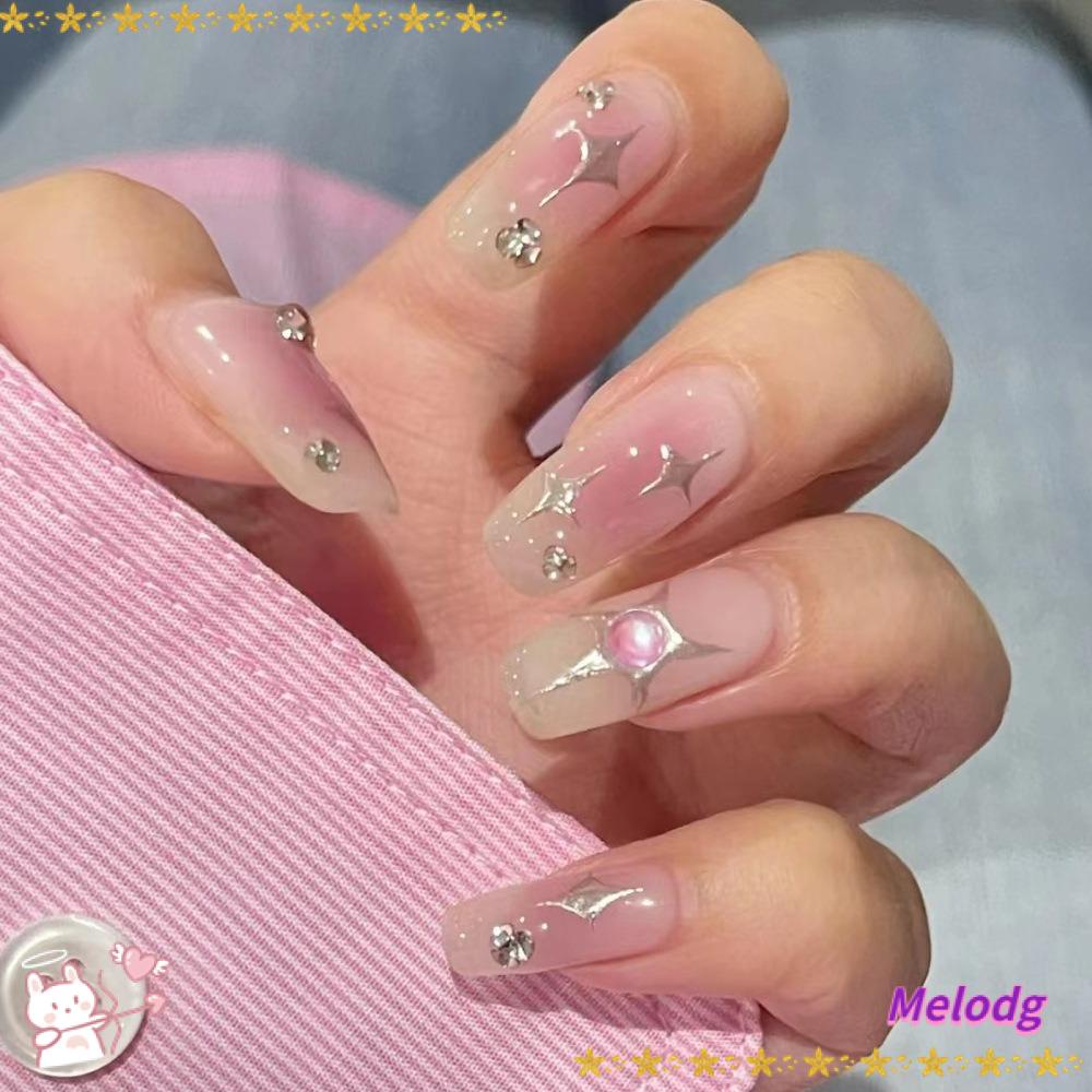 Bộ 24 Móng Tay Giả Họa Tiết Ngôi Sao Xinh Xắn Ốp