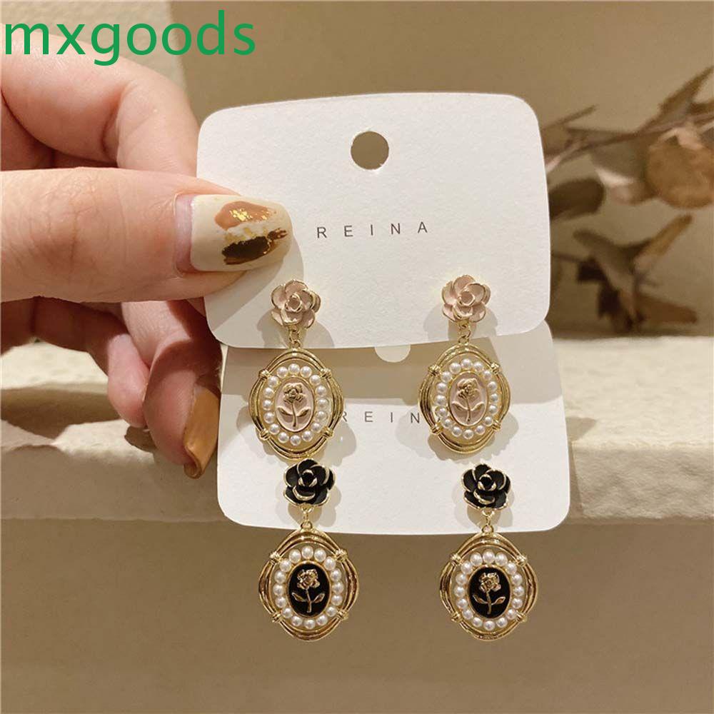 Bông Tai Hình Hoa Trà Màu Trắng Đen Phong Cách Hàn Quốc Thời Trang Cho Nữ