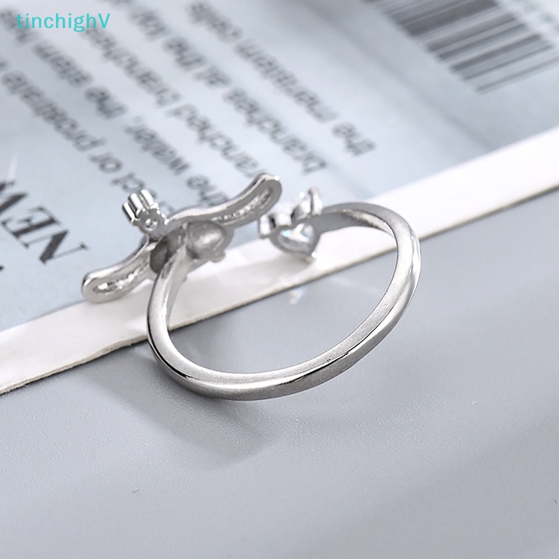 [TinchighV] Nhẫn Hở Đính Kim Cương Hình Trái Tim Tai To Ngọt Ngào Thời Trang Cho Nữ [Mới]