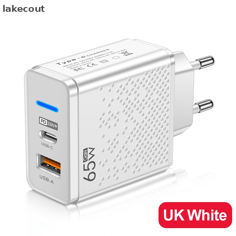 Cốc Sạc Nhanh 65W USB C Cho iPhone Xiaomi 12 Samsung Huawei USB QC 3.0