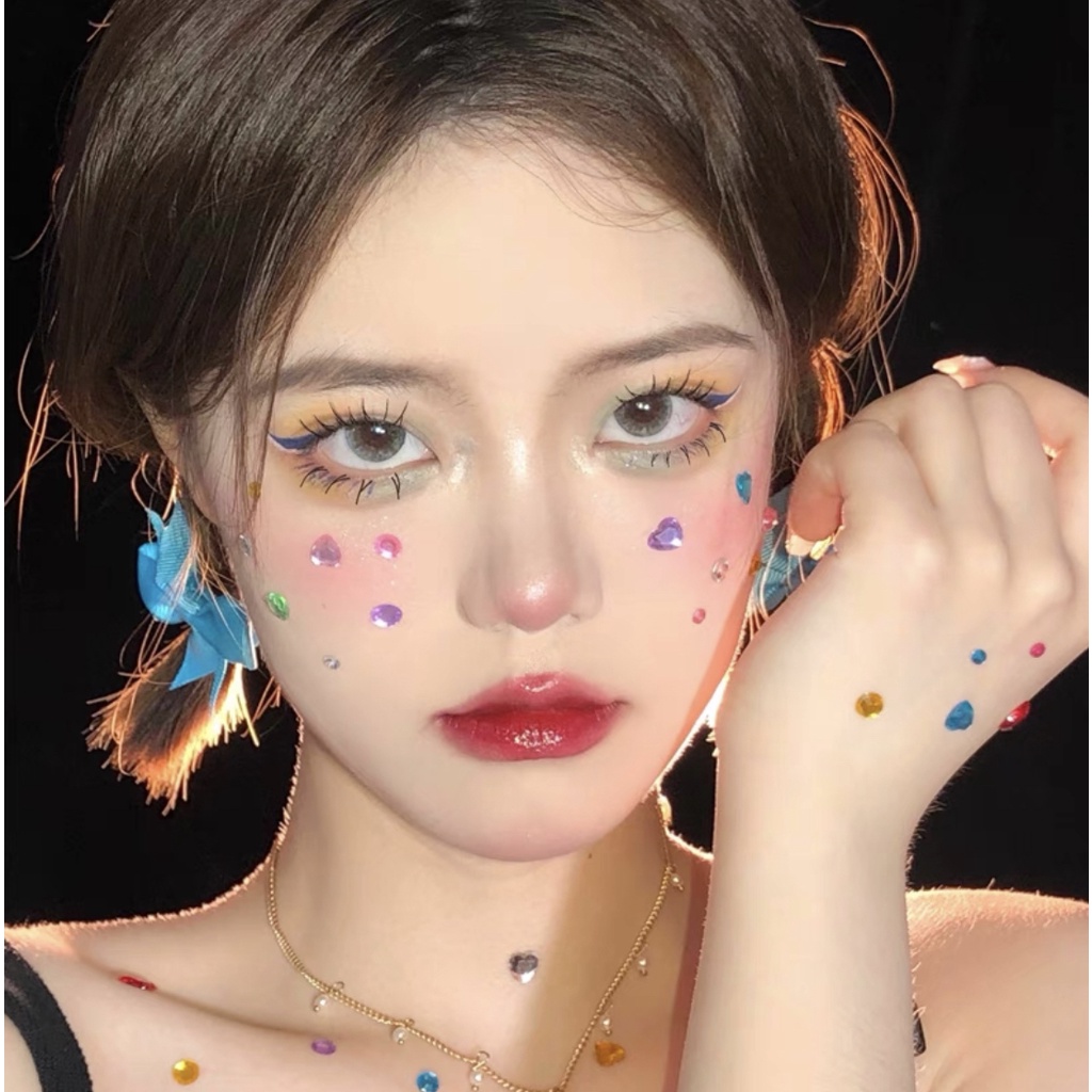 Miếng Dán Trang Trí Lông Mày Màu Trong Suốt Lấp Lánh DIY