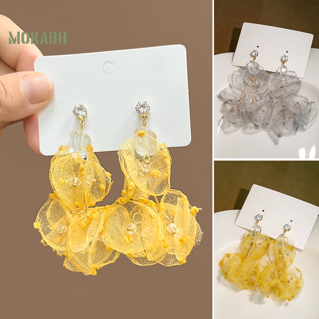 1 Đôi Bông Tai Handmade Họa Tiết Hoa Tinh Tế Chống Mài Mòn Cho Nữ
