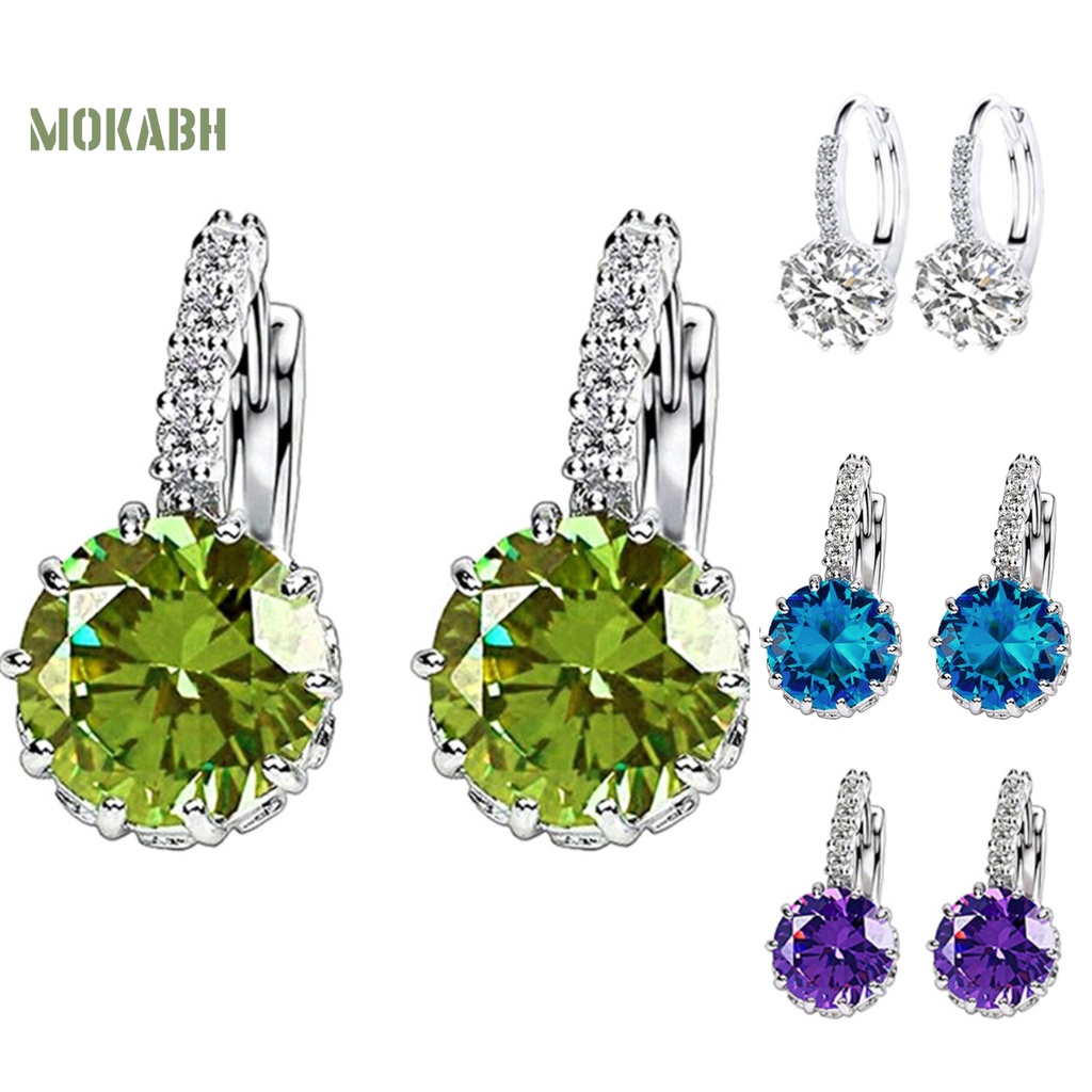 Bông Tai Tròn Đính Đá Zircon Thời Trang Cho Nữ