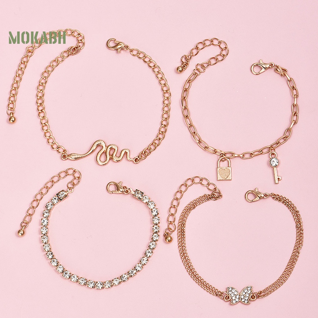 Set 4 Vòng Tay Nhiều Lớp Đính Đá Thời Trang Cho Nữ