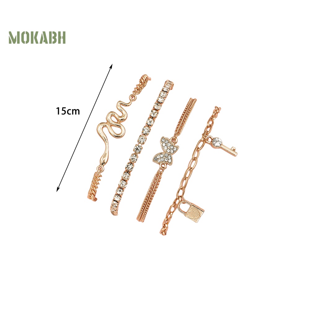 Set 4 Vòng Tay Nhiều Lớp Đính Đá Thời Trang Cho Nữ