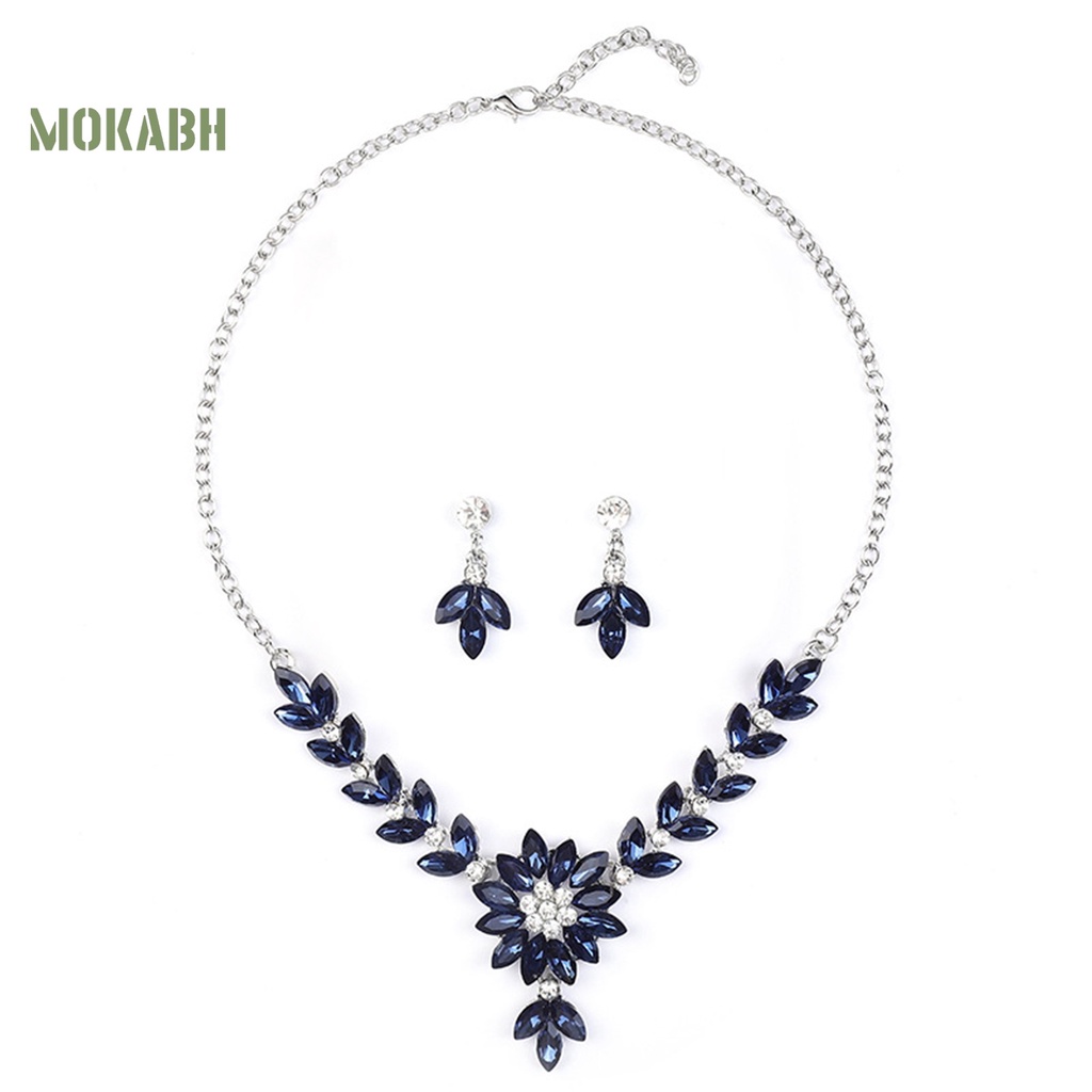1 Bộ Vòng cổ Và Bông Tai Đính Đá Pha Lê Giả Màu Sắc Tương Phản Phong Cách Vintage Dành Cho Nữ