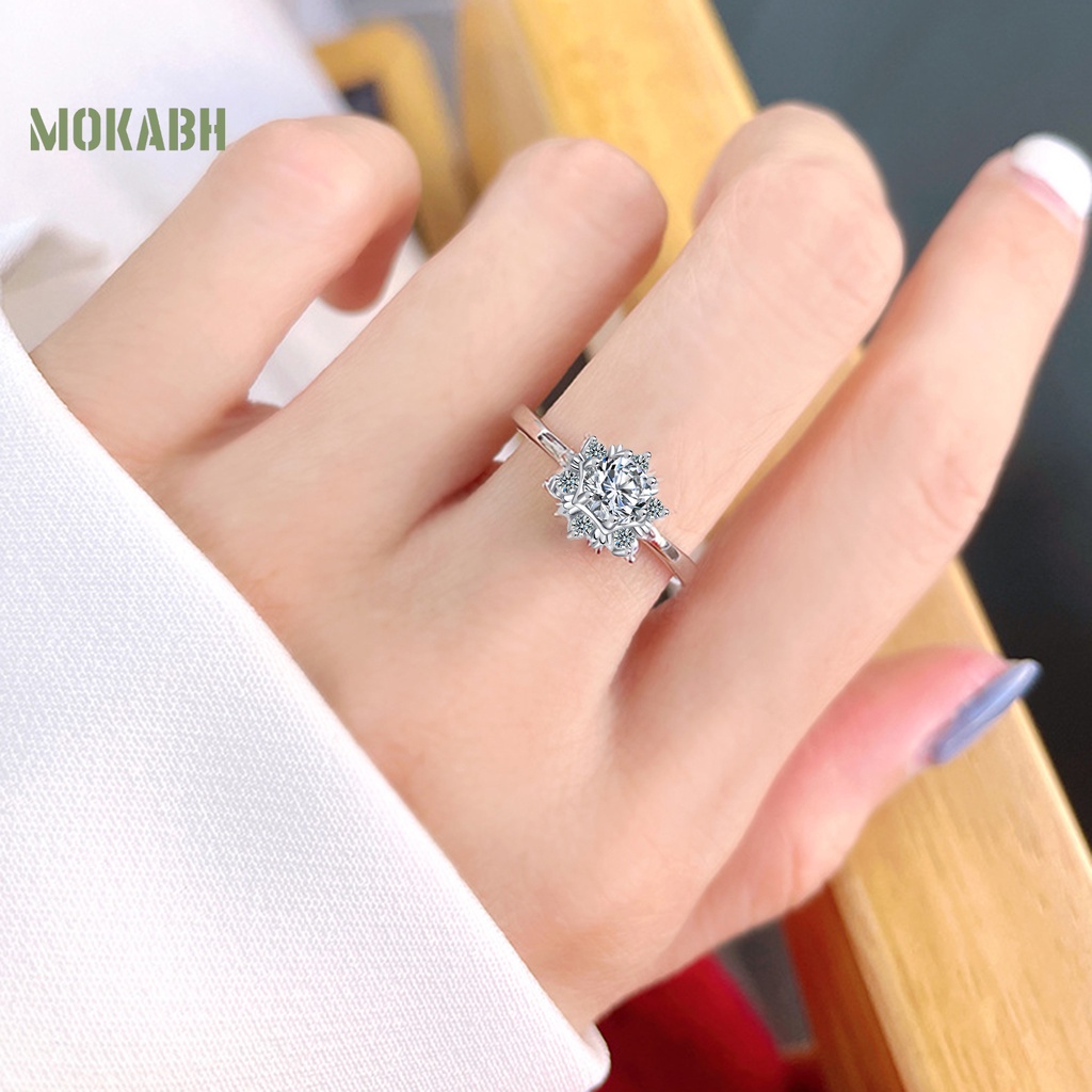 [Mới] Nhẫn Đồng Đính Đá Zircon Hình Bông Tuyết Trang Nhã Dành Cho Nữ