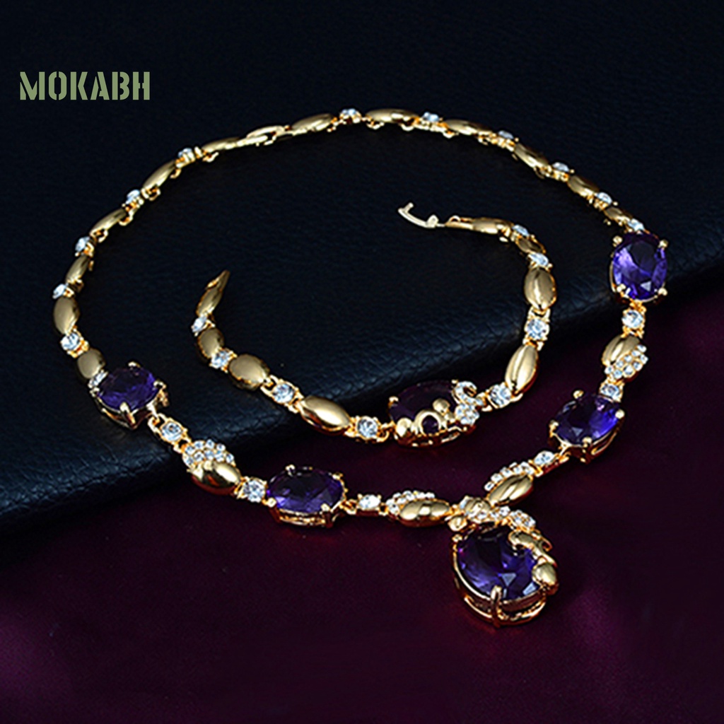 Bộ Trang Sức Gồm Vòng cổ / Vòng Tay / Nhẫn / Bông Tai Dát Đá Quyến Rũ