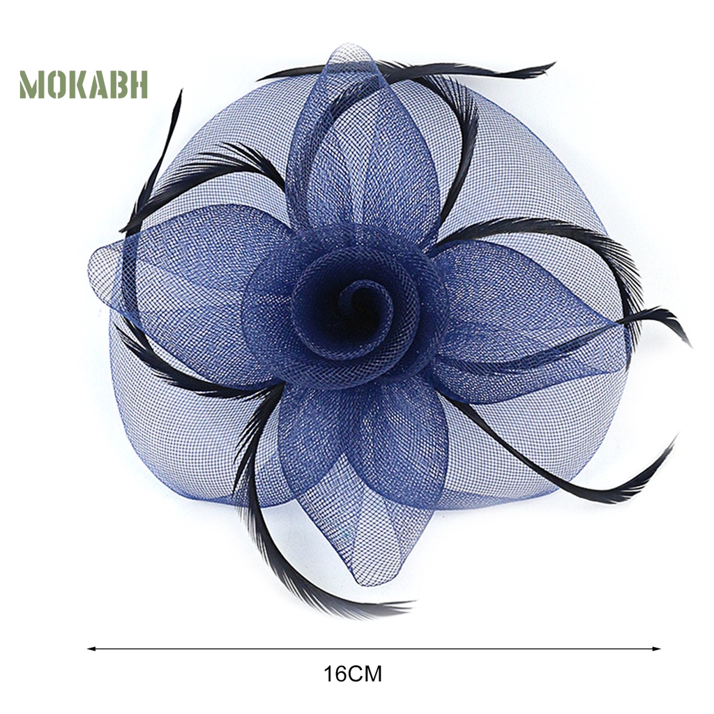 Cài Tóc [mokabh] Mũ Lưới Giả Lông Vũ Thắt Nơ Hoa Trang Trí Cocktail