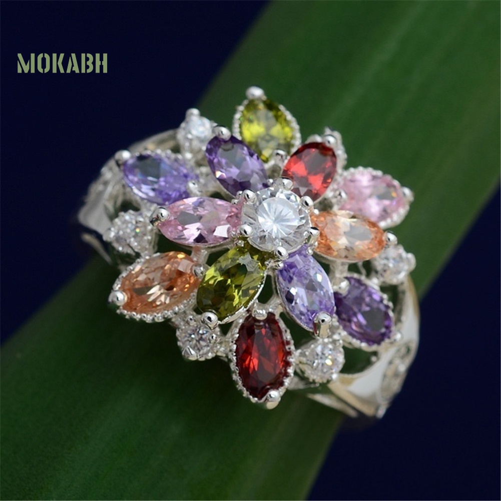 Nhẫn Đính Hôn Đính Đá Zircon Nhiều Màu Dành Cho Nữ