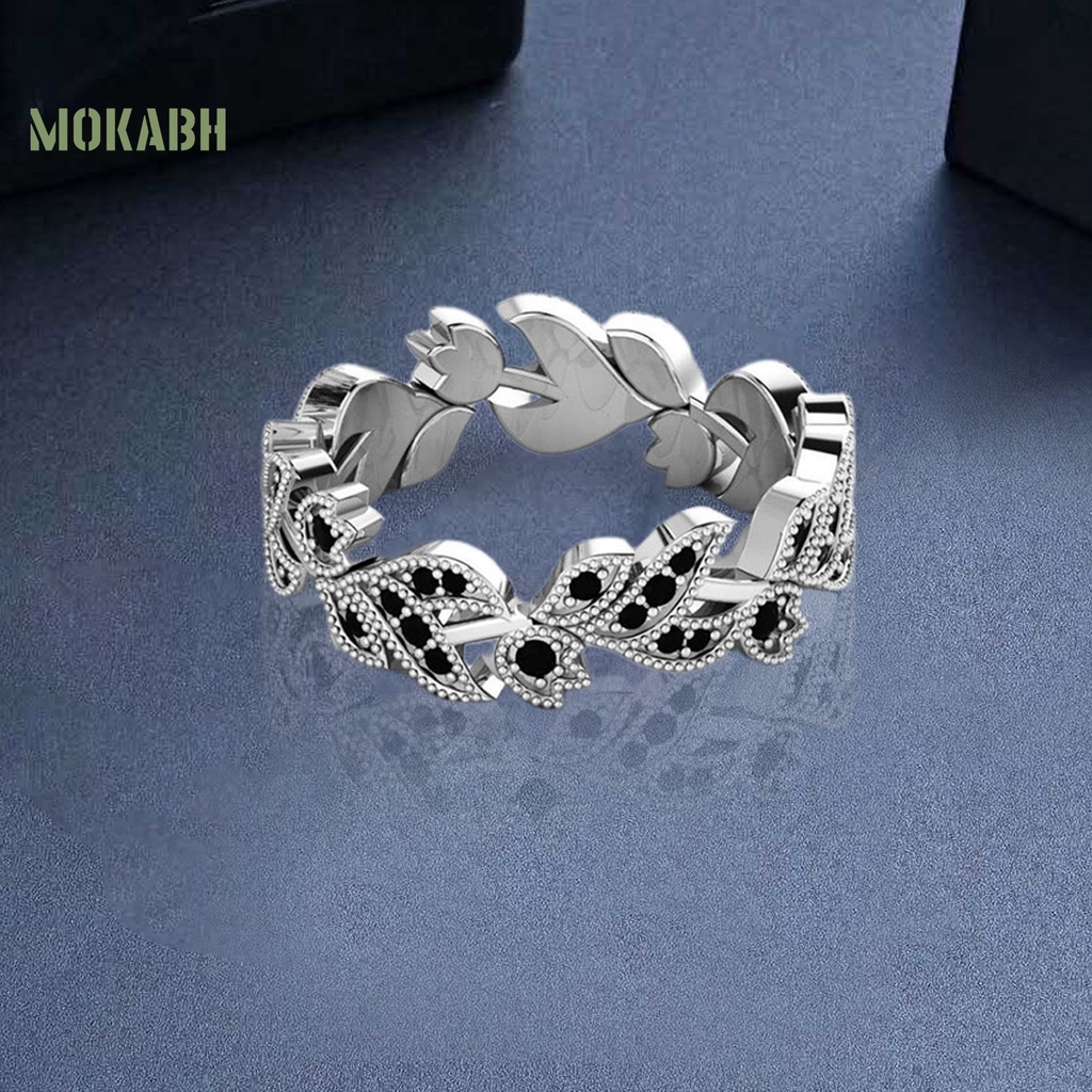 Set 2 Nhẫn Họa Tiết Hoa Lá Đính Đá Lấp Lánh Thời Trang Cho Nữ