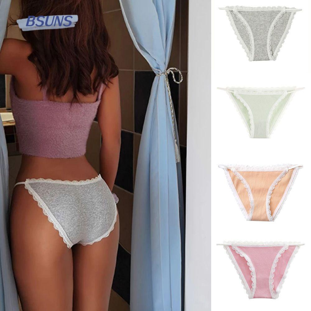 Quần Lót Cotton Phối Ren Không Đường May Quyến Rũ Cho Nữ