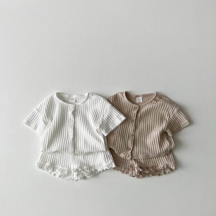 Bộ Áo Cardigan Ngắn Tay Kẻ Sọc + Quần Short Xinh Xắn Theo Phong Cách Mùa Hè Dành Cho Bé