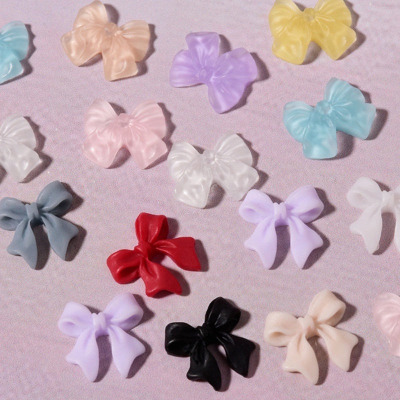 Phụ Kiện Nơ Ruy Băng Màu Kẹo Trong Suốt 3D Trang Trí Móng Tay DIY