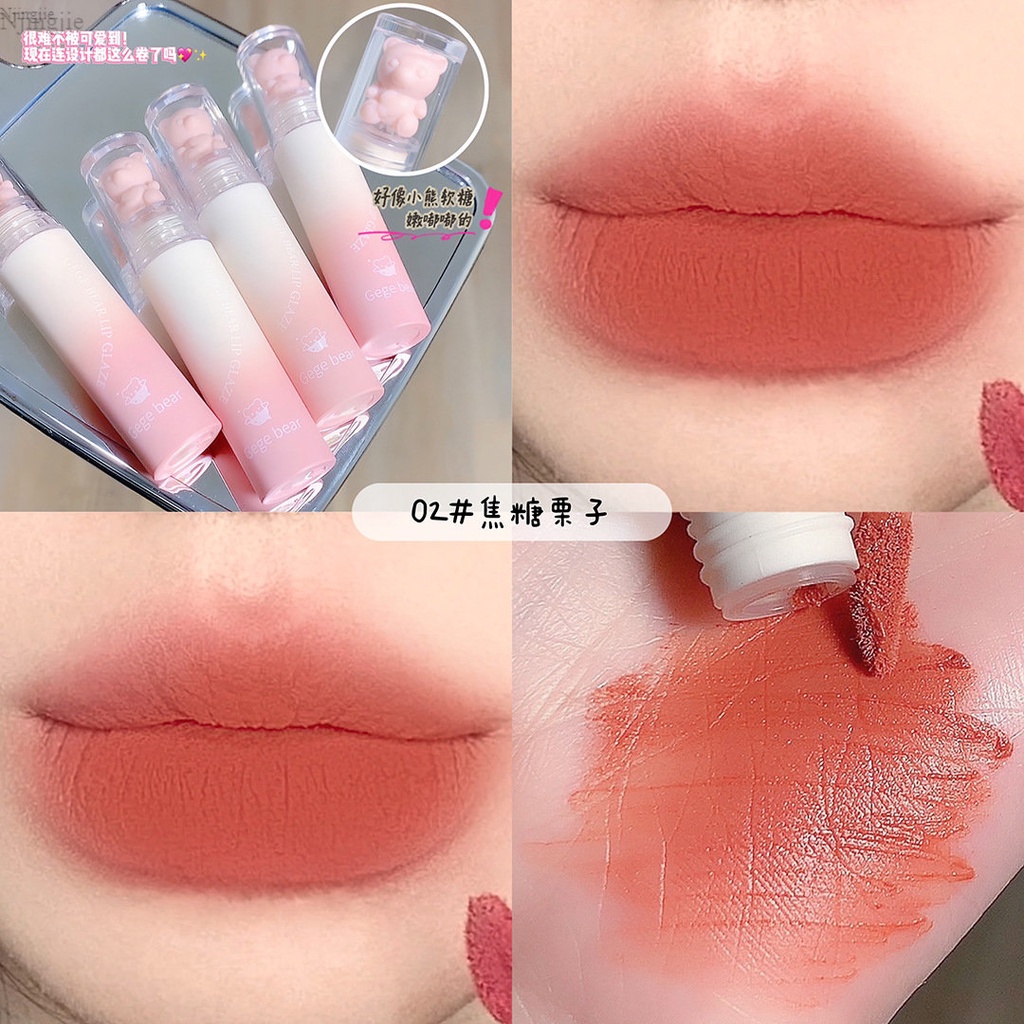 Son Môi Gege Bear Dưỡng Ẩm Lâu Trôi Chống Thấm Nước Không Dễ Phai Màu Thiết Kế Hình Gấu Dễ Thương