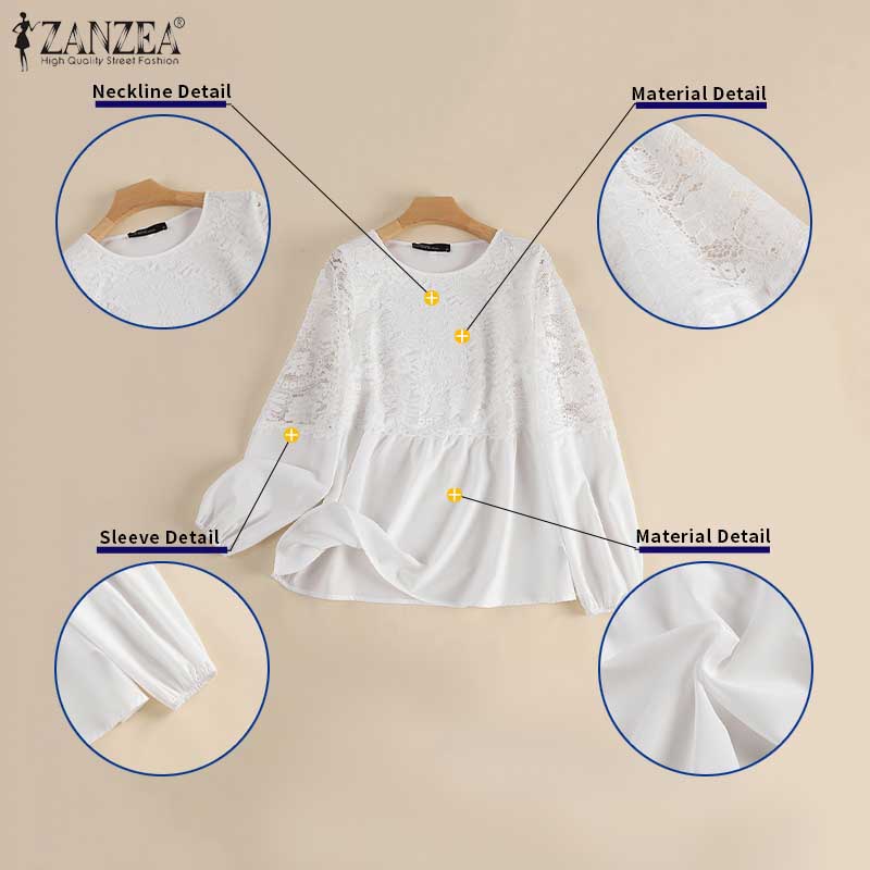 Zanzea Áo Nữ Tay Dài Phối Ren Thời Trang Quyến Rũ