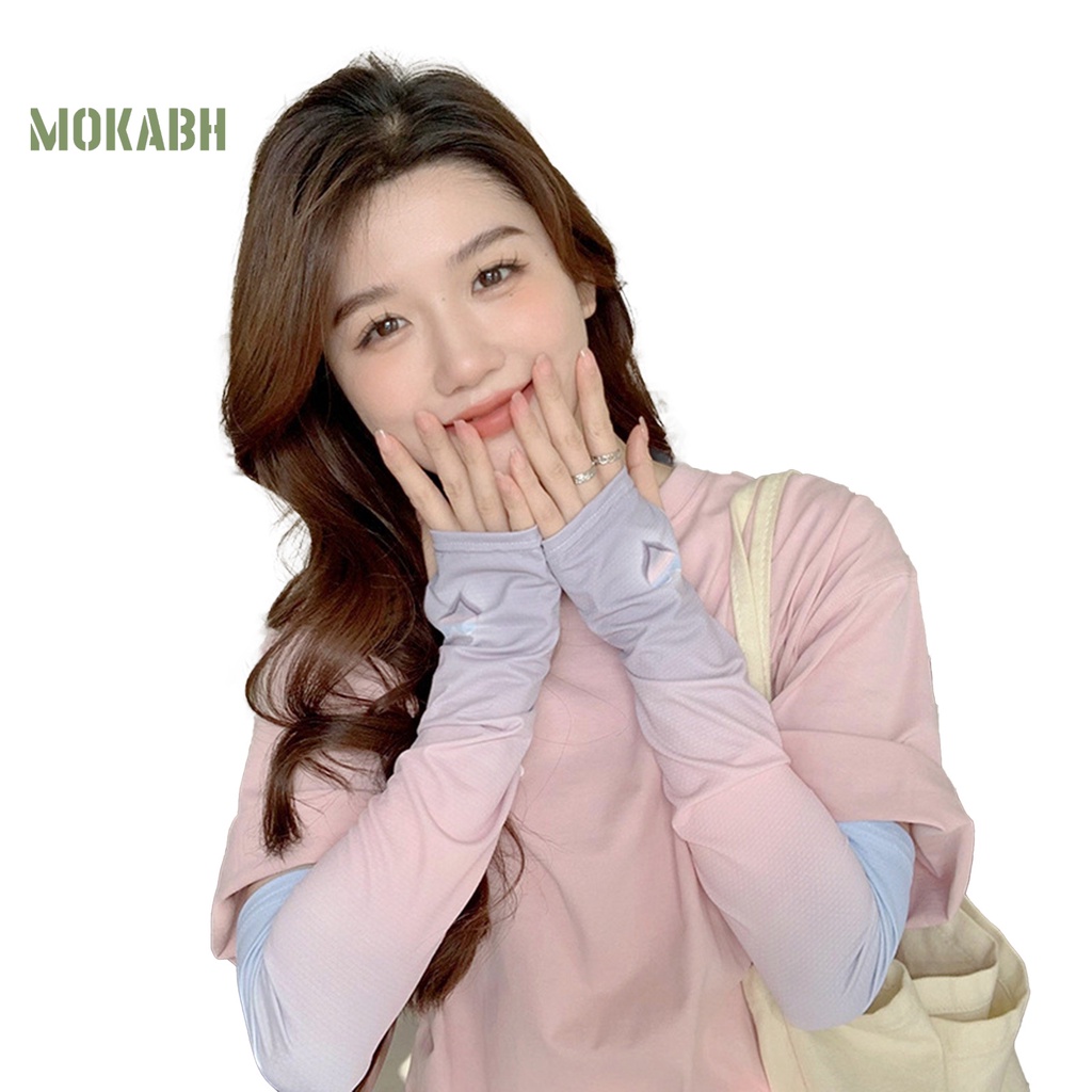 1 Cặp Găng Tay Chống Nắng / Tia UV / Chống Trượt Cách Nhiệt Màu Sắc Tương Phản