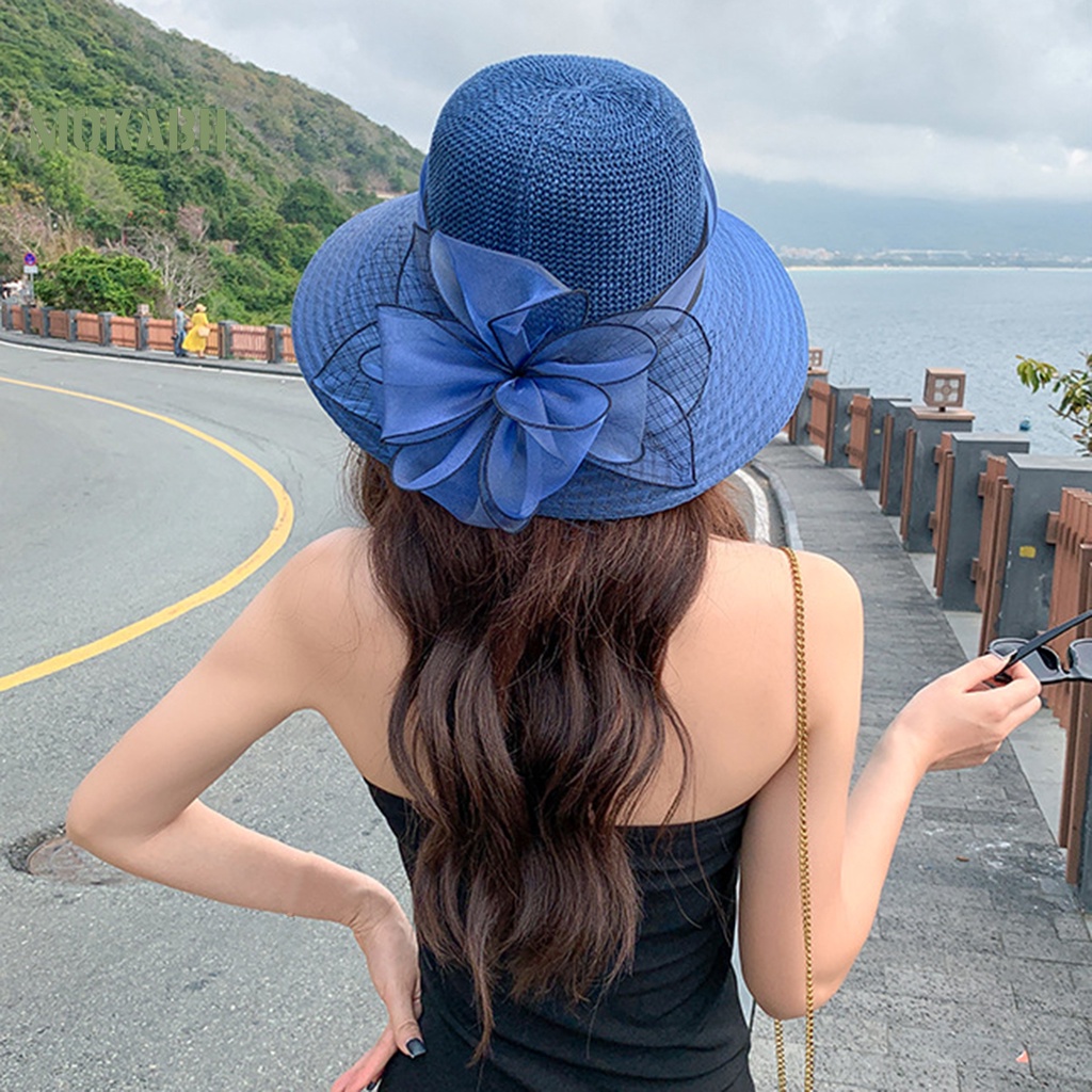 Nón Tai Bèo Hình Tròn Thoáng Khí Họa Tiết Hoa Xinh Xắn Thời Trang Mùa Hè Cho Nữ